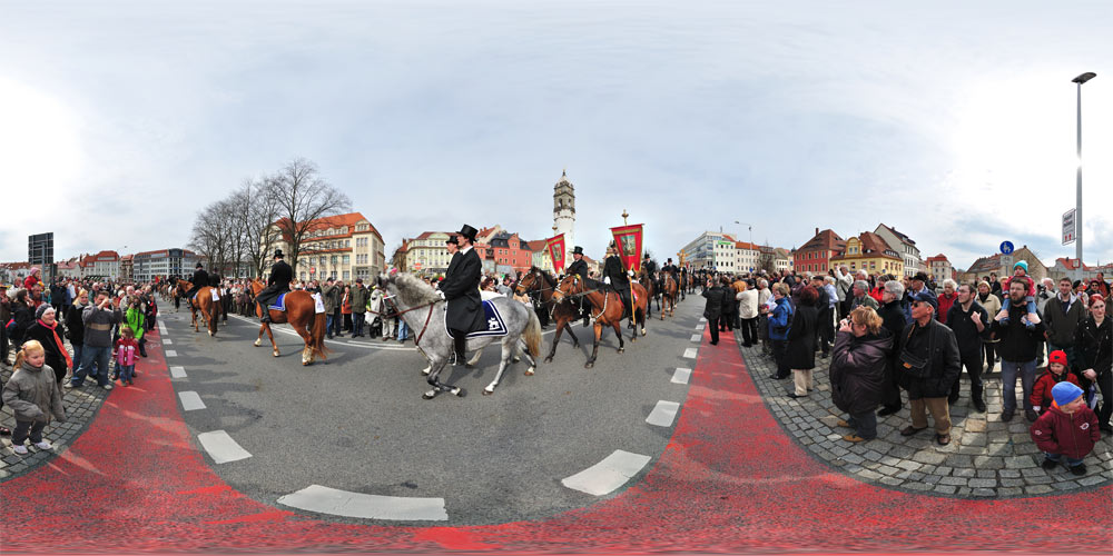 Bautzener Osterreiter Prozession vor dem Reichenturm