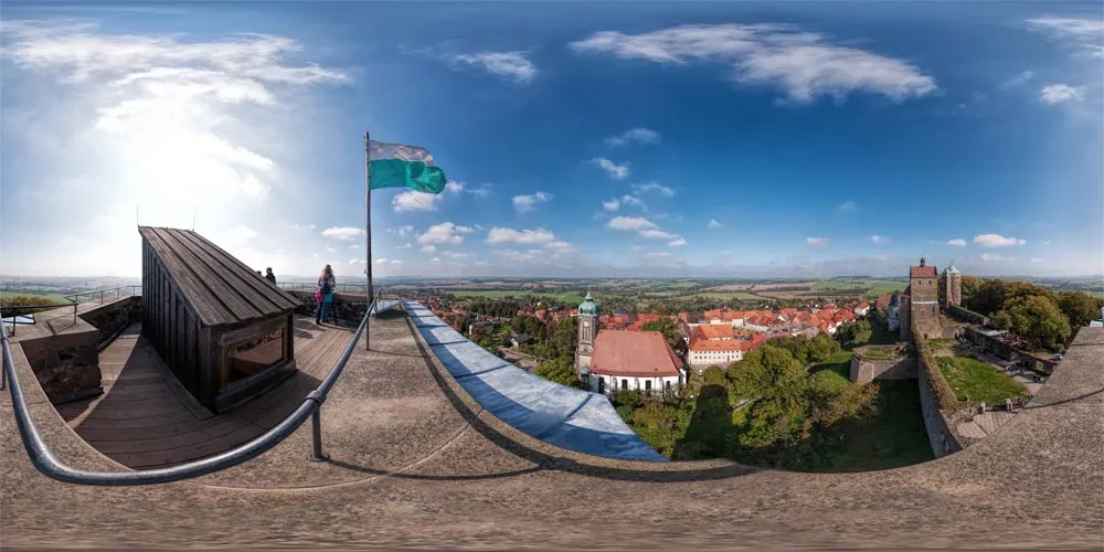 360° Panorama: Aussicht vom Siebenspitzenturm in Burg Stolpen