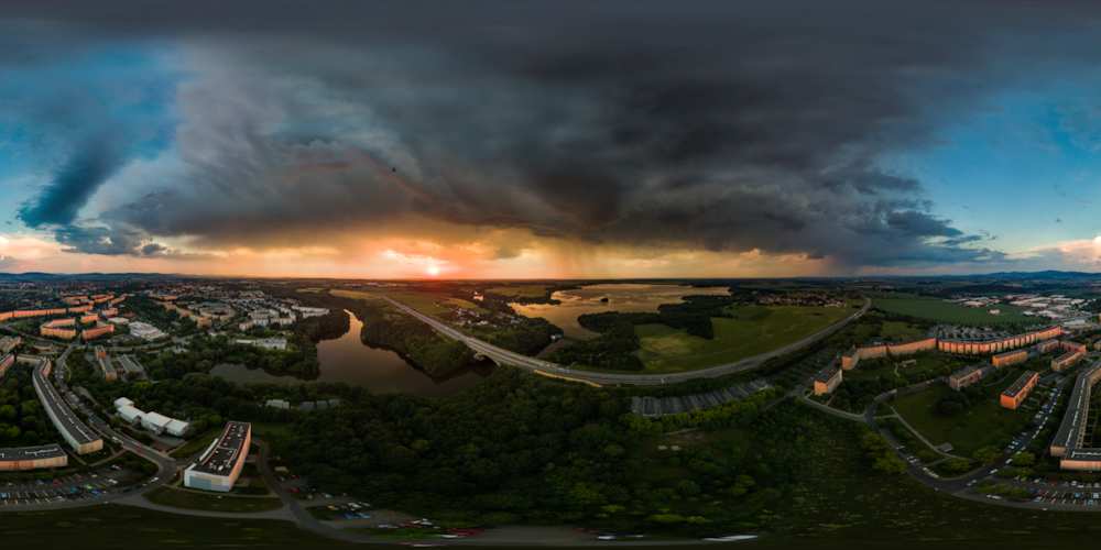 Luftpanorama - Gewitterstimmung über Bautzen