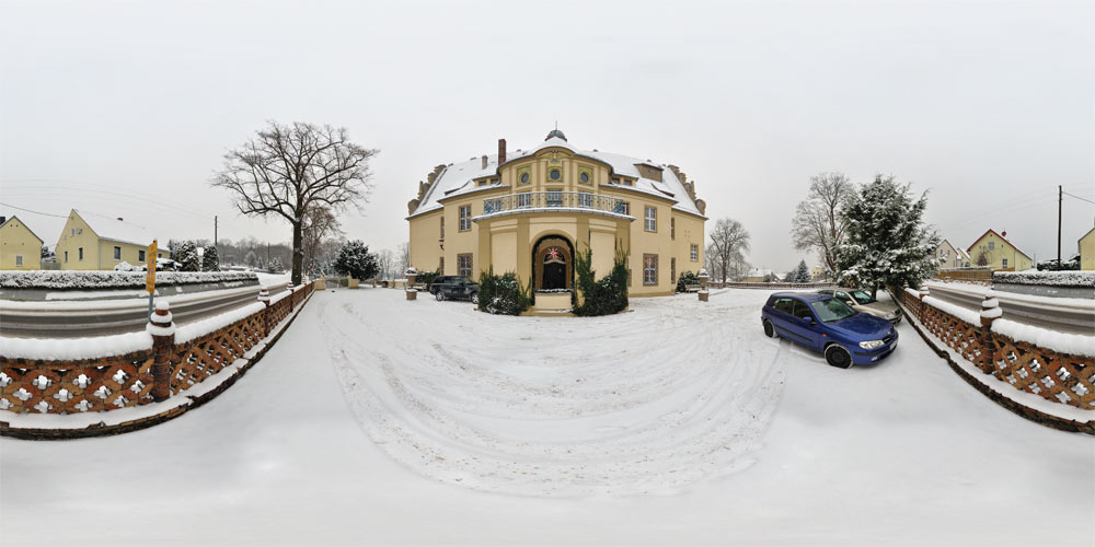 Schloß Weißig Nordseite Winter