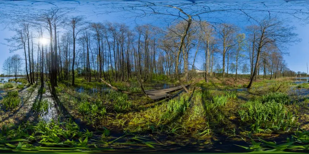360° Panorama: Steg am Schlossteich in Tschechien