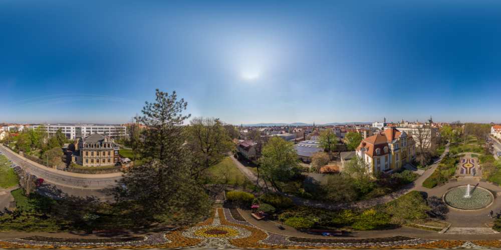 Luftpanorama - Springbrunnen in den Stadtanlagen