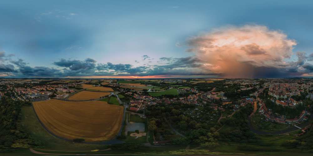 Luftpanorama - Unwetter über Bautzen