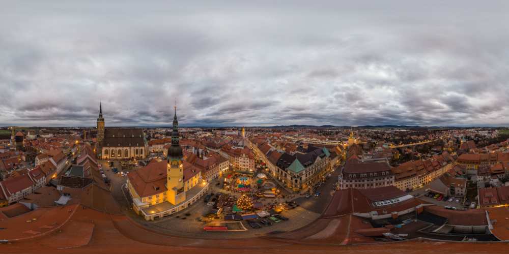 Luftpanorama - 635. Bautzener Wenzelsmarkt auf dem Hauptmarkt
