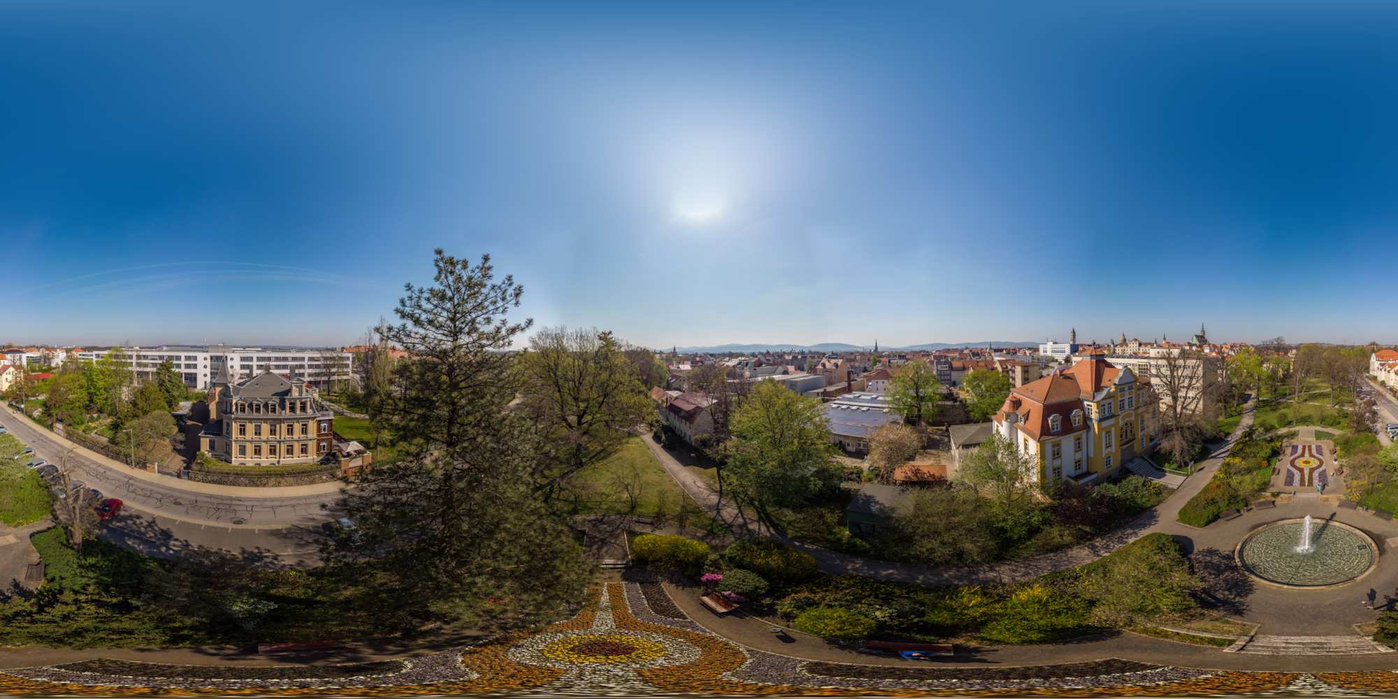 Luftpanorama - Springbrunnen in den Stadtanlagen