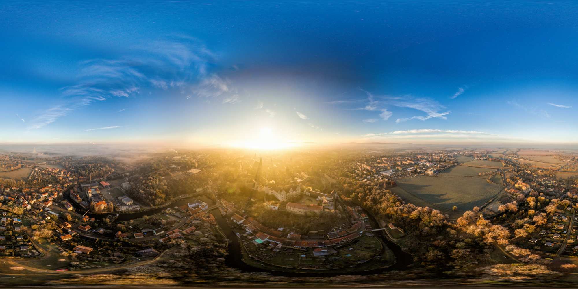 Luftpanorama - Morgennebel über Bautzen
