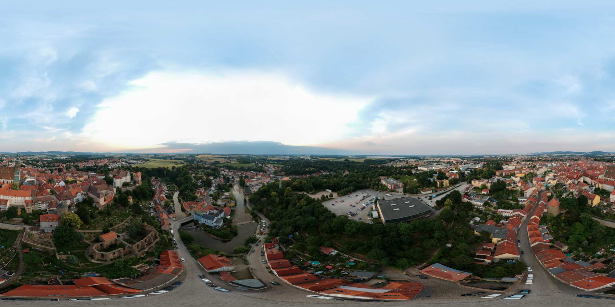 Luftpanorama - Abenstimmung über dem Spreetal