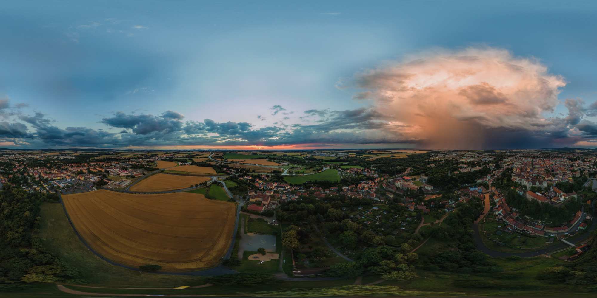Luftpanorama - Unwetter über Bautzen