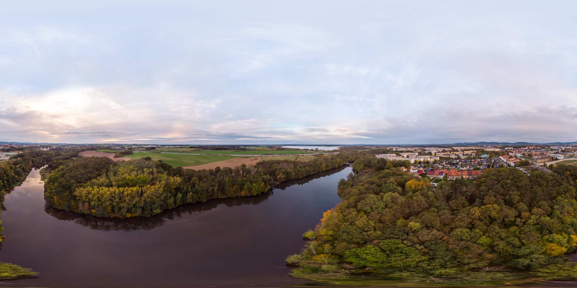 Luftpanorama - Vorstau des Bautzener Stausees